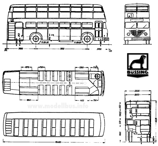 Büssing D2U Maßskizze modellbus.info